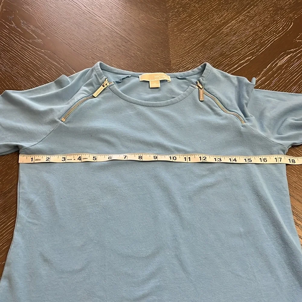 Michael Kors blue long sleeve top blouse Size M